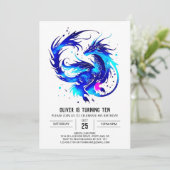 Invitation Anniversaire majestueux du dragon qui respire le f (Debout devant)