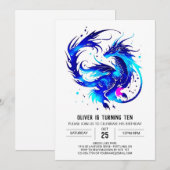 Invitation Anniversaire majestueux du dragon qui respire le f (Devant / Derrière)