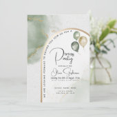 Invitation Anniversaire | Marbre Abstrait de l'aile moletée (Debout devant)