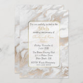 Invitation anniversaire marbrée or et blanc (Devant / Derrière)