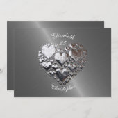 Invitation Anniversaire Mariage Anniversaire Silver Hearts St (Devant / Derrière)