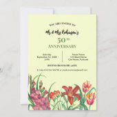 Invitation Anniversaire mariage Aquarelle Gladioli Lily Tulip (Devant)