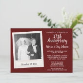 Invitation Anniversaire mariage avec photo Vintage - bordeaux (Debout devant)