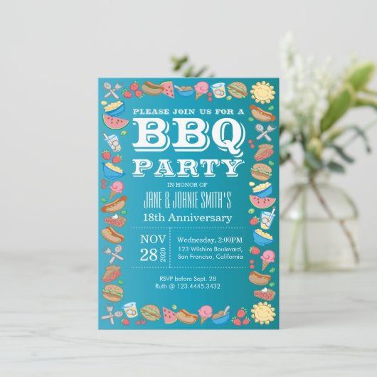 Invitation Anniversaire Mariage BBQ Fête d'anniversaire Barbe (Debout devant)