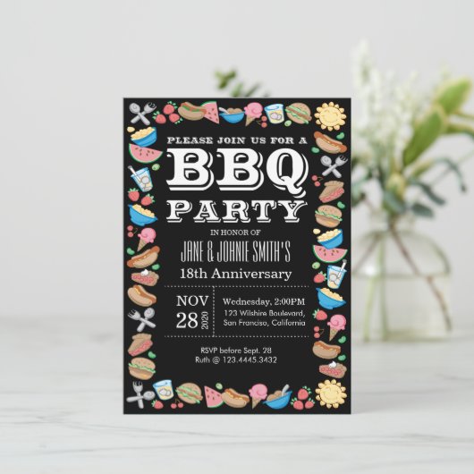 Invitation Anniversaire Mariage BBQ Fête d'anniversaire Barbe (Debout devant)