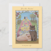 Invitation Anniversaire mariage Chat Couple Jaune (Devant)