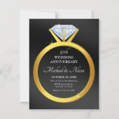 Invitation Anniversaire mariage de bague en diamant simple mo (Devant)