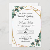 Invitation Anniversaire Mariage de la verdure émeraude (Devant / Derrière)