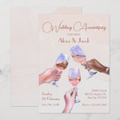 Invitation Anniversaire Mariage des Lunettes de Champagne (Devant / Derrière)