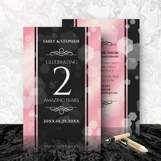 Invitation Anniversaire Mariage élégant du 2e Rose Quartz