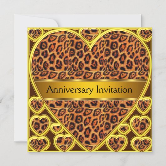 Invitation Anniversaire Mariage Léopard Art Déco (Devant)
