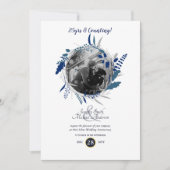 Invitation Anniversaire Mariage moderne PHOTO Blue Wreath (Devant)