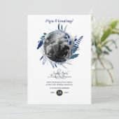 Invitation Anniversaire Mariage moderne PHOTO Blue Wreath (Debout devant)