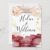 Invitation Anniversaire mariage Or et Bourgogne (Devant)