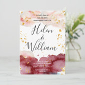 Invitation Anniversaire mariage Or et Bourgogne (Debout devant)