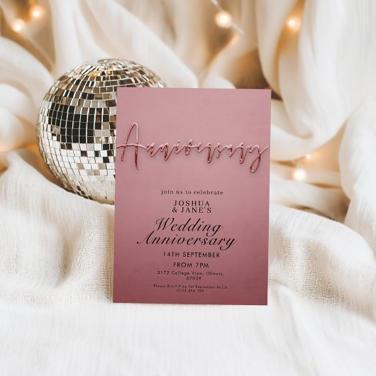 Invitation Anniversaire Mariage rose