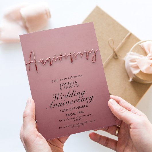 Invitation Anniversaire Mariage rose