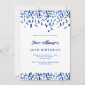Invitation Anniversaire marine bleu blanc confetti homme gars (Devant)