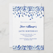 Invitation Anniversaire marine bleu blanc confetti homme gars (Devant)