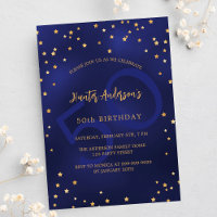 Anniversaire marine bleu or étoiles numéro de la f