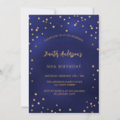 Invitation Anniversaire marine bleu or stars fête (Devant)