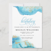 Invitation Anniversaire Mars Aquamarine Watercolor Geode (Devant)