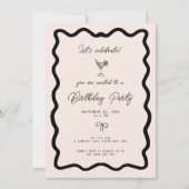 Invitation Anniversaire martini bordure cursive fantaisiste (Devant)