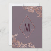 Invitation Anniversaire mauve pourpre floral d'or rose (Dos)