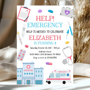 Invitation Anniversaire Médecin Infirmière Urgence Médicale E