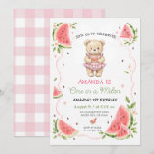 Invitation Anniversaire Melon d'Eté Un Dans Une Pastèque (Devant / Derrière)