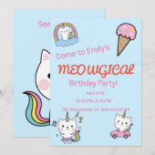 Invitation Anniversaire méowgique du maïs bleu (Devant / Derrière)