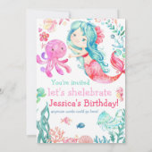 Invitation anniversaire Mermaid modifiable, Invita (Dos)