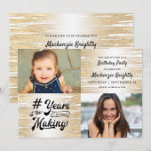 Invitation Anniversaire Métallic Gold ANNÉES DANS LA FABRICAT (Devant / Derrière)