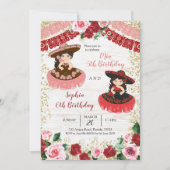 Invitation Anniversaire mexicain de Charra Rose et Rose Rouge (Devant)