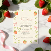Invitation Anniversaire mignon aux fraises roses
