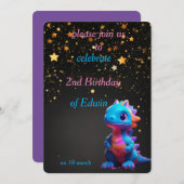 Invitation anniversaire mignon bébé dinasaur (Devant / Derrière)