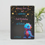 Invitation anniversaire mignon bébé dinasaur (Debout devant)