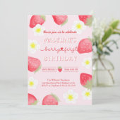 Invitation anniversaire mignon Berry Sweet Strawberry (Debout devant)