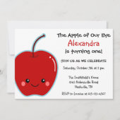 Invitation Anniversaire mignon d'Apple (Devant)