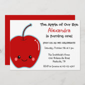 Invitation Anniversaire mignon d'Apple (Devant / Derrière)