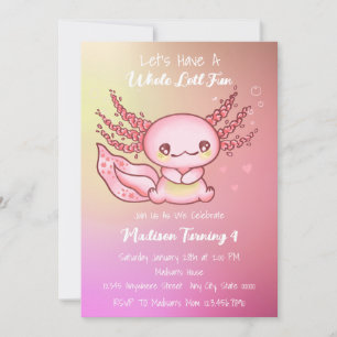 Invitation Anniversaire mignon de Pink Axolotl