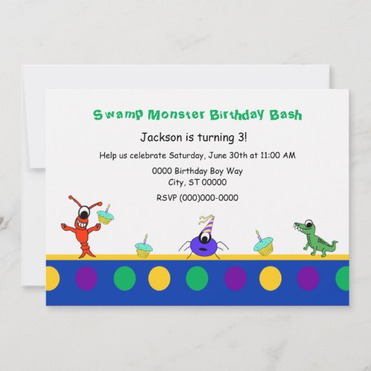 Invitation Anniversaire mignon d'enfant de Cajun de monstre (Devant)