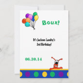 Invitation Anniversaire mignon d'enfant de Cajun de monstre (Dos)