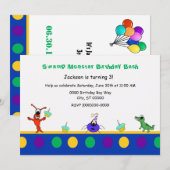 Invitation Anniversaire mignon d'enfant de Cajun de monstre (Devant / Derrière)