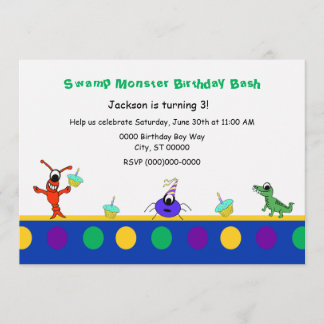 Invitation Anniversaire mignon d'enfant de Cajun de monstre