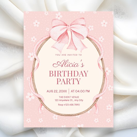 Invitation Anniversaire mignon rose