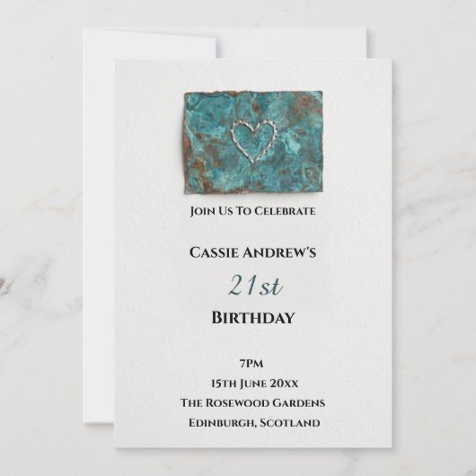 Invitation Anniversaire Milestone Aquarelle Sarcelle (Devant)