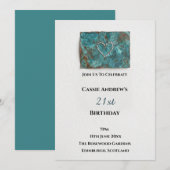 Invitation Anniversaire Milestone Aquarelle Sarcelle (Devant / Derrière)
