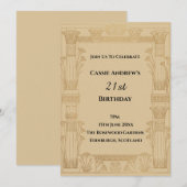 Invitation Anniversaire Milestone Art Déco Or (Devant / Derrière)