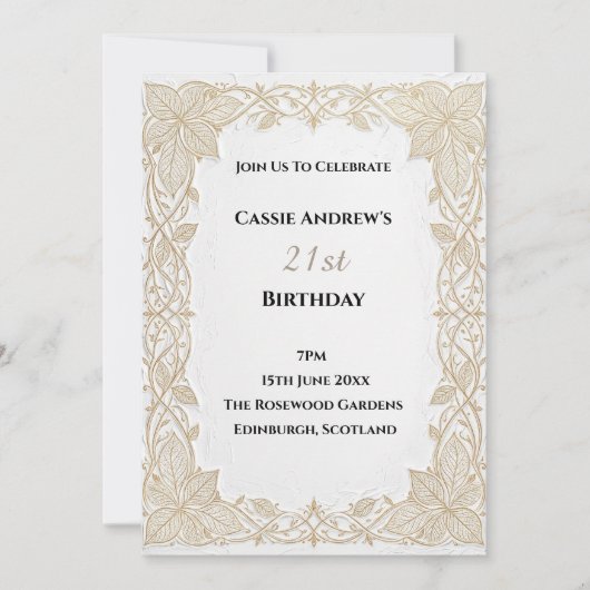 Invitation Anniversaire Milestone en Dentelle Beige (Devant)